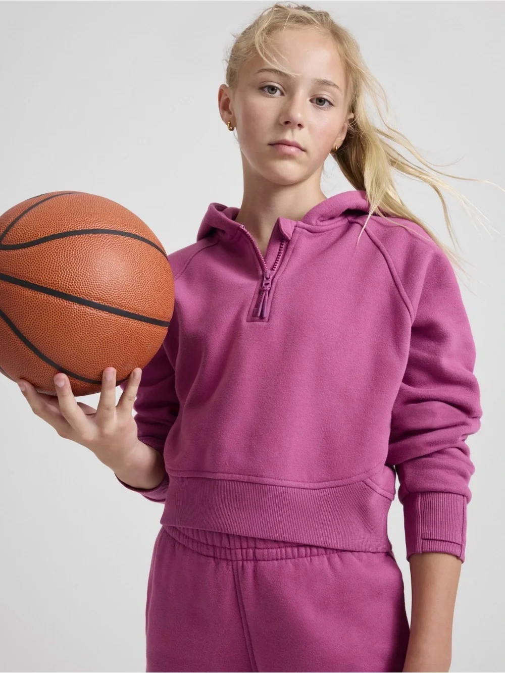 NWT Athleta Girl All Day Half Zip Huckleberry Hoodie Size XL/14 (#416369)